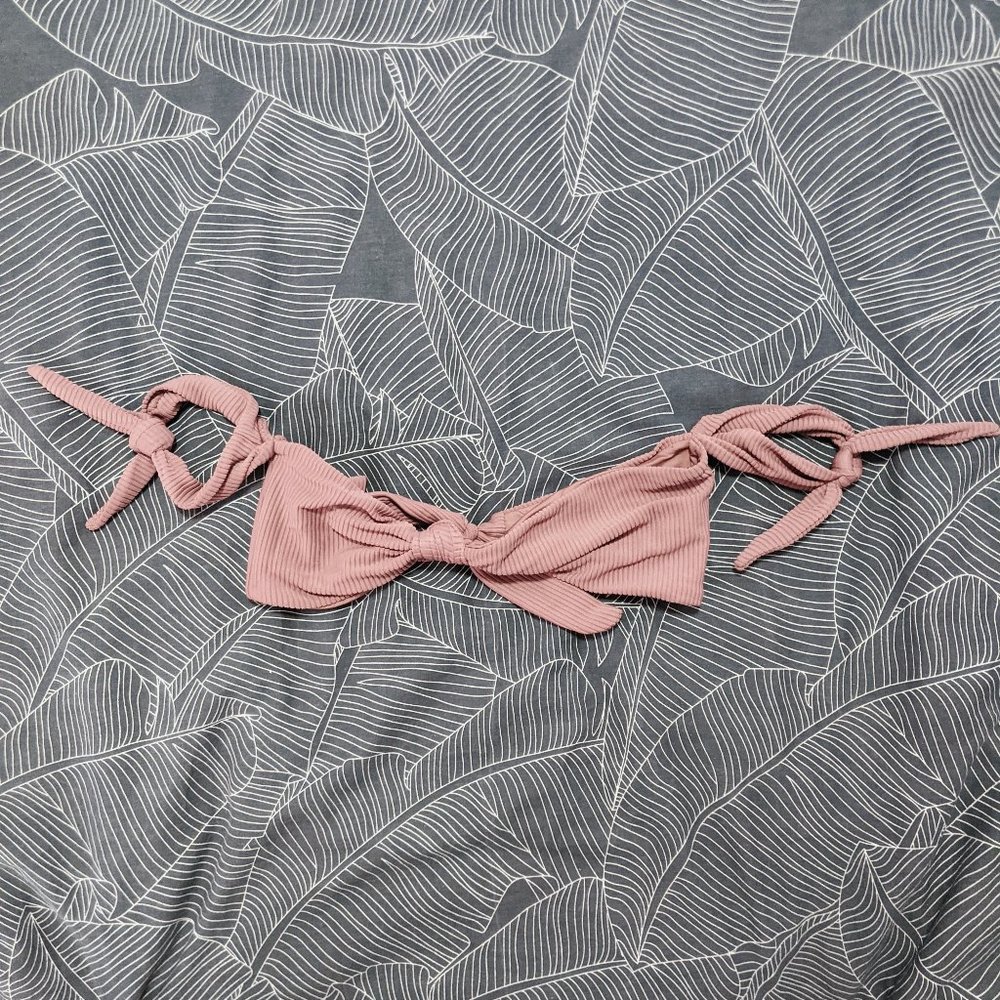 Tobi Pretty Thoughts Ribbed OffShoulder Bikini Top